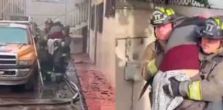 #VIDEO | #México: Bomberos logran rescatar a hombre de la tercera edad de fuerte incendio