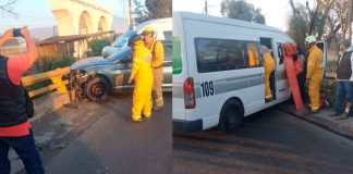 Se registra choque entre un vehículo particular y una combi de la ruta gris
