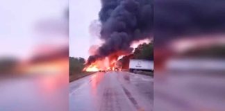 #Video | Fuerte explosión tras encontronazo entre dos tractocamiones; señalan a un menor de edad sin vida