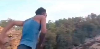 #VIDEO | Impactante video muestra peligrosa hazaña: un hombre se lanza a un río y los ánimos terminan en alarma y desconcierto