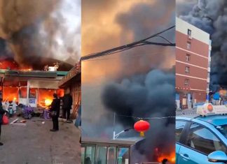#VIDEO | Incendio en mercado de alimentos deja al menos 8 muertos y 15 heridos