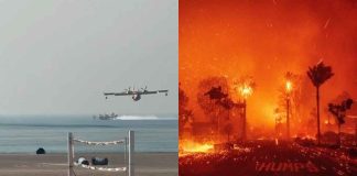 #VIDEO | Así recogen agua los aviones en la Bahía de Santa Mónica para tratar de sofocar los incendios