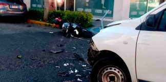 Se registra choque entre camioneta y moto en la colonia Vasco de Quiroga