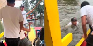#Video | Remador de Xochimilco cae de su trajinera por estar en presunto estado de ebriedad