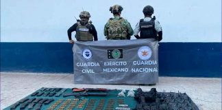 Agentes federales y estatales aseguran armas de alto poder en Apatzingán: SSP