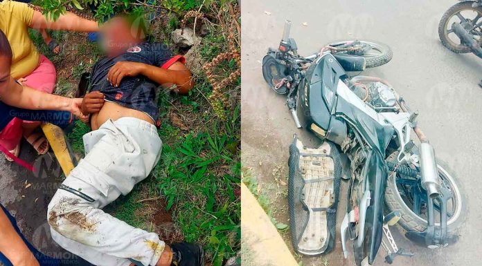 #Imágenes | Motociclista herido al derrapar su unidad en Tierra Caliente