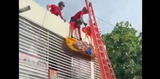 #VIDEO | En pleno operativo, rescatistas dejan caer a un anciano