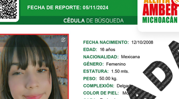 Localizan en Buenavista a joven de 16 años reportada como desaparecida en Morelia