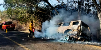 #VIDEO | Por aparente falla camioneta se incendia en el camino a Acahuato