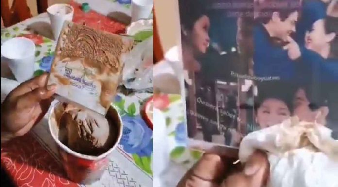 #Viral #VIDEO | Descubren una declaración de amor dentro de un bote de helado de chocolate