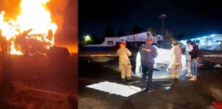 #Imágenes | Arde vehículo tras volcar en el libramiento de Morelia; hay 1 muerto calcinado y un herido