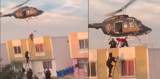 #VIDEO | Elementos policiales capturan a sujetos con ayuda de un helicóptero como si de una película se tratara; vecinos de la zona quedan impactados #México