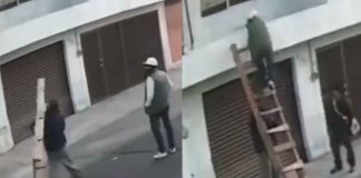 #VIDEO | Hombres roban domicilio usando una escalera a plena luz del día #Morelia