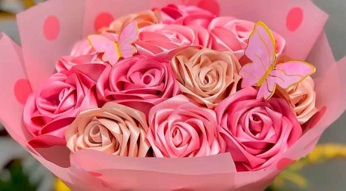 Exhibición y venta de rosas eternas en Apatzingán