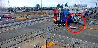 #VIDEO | Conductor escapa segundos antes de que el tren arrolle su camioneta