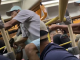 #VIDEO | Inmigrante peruano intenta robarse los barandales de un camión de transporte público para venderlas