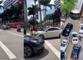 #Video | Mujer en Mercedes choca contra un Tesla y trata de huir, pero la víctima la detiene y logra que sea arrestada