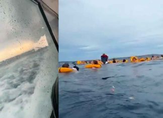 #Video // Tragedia en el mar: Chica graba el momento en que un barco se hunde y deja a varias personas flotando #Internacional