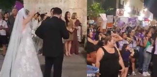 #VIDEO | Pareja se casa durante la marcha del #8M en Mérida y recibe el apoyo de las manifestantes