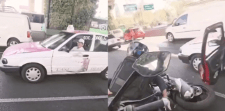 #VIDEO | #México: Taxista casi atropella a motociclista y, al intentar pelear con él, causa accidente