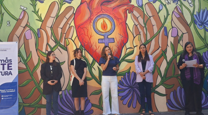 Restauran los murales “Latidos en Resistencia” y “Víctimas de Feminicidio” en Plaza de La Paz en el marco del 8M