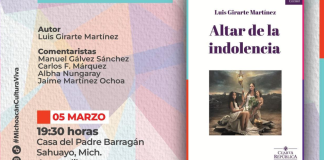 SEE y Secum presentarán en Sahuayo el libro “Altar de la indolencia”, de Luis Girarte