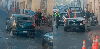 Motociclista herido al chocar por alcance contra un vehículo, en el Centro de Jacona