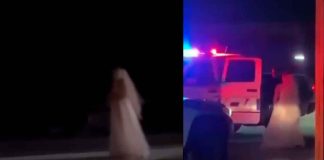 #VIDEO | Policía captura a mujer vestida de novia en plena noche