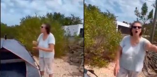 #Video | Extranjera arroja huevos a familia para impedirles el acceso a una playa