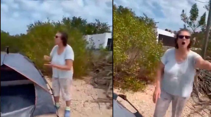 #Video | Extranjera arroja huevos a familia para impedirles el acceso a una playa