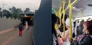 #Viral #VIDEO | ¡Insólito! Mujer en toalla sorprende a pasajeros de Transmilenio