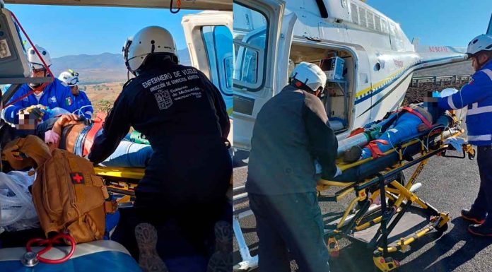 #Video #Actualización | SSP realiza traslados aéreos tras accidente vehicular en Tiripetío