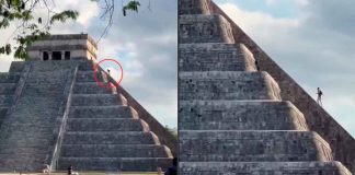 #Video | Turista alemán sube a la pirámide de Chichén Itzá y al bajar los visitantes lo golpearon
