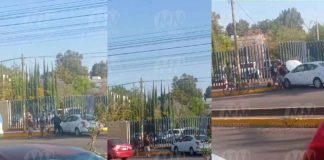 #VIDEO | Vehículo se impacta contra barda perimetral de Ciudad Universitaria de la UMSNH