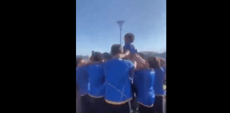 #VIDEO | Lanzan a estudiante al aire pero nadie lo atrapa; resultó herido