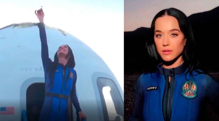 #Video | Esto fue lo que dijo Katy Perry al regresar del espacio durante una primera tripulación exclusivamente femenina