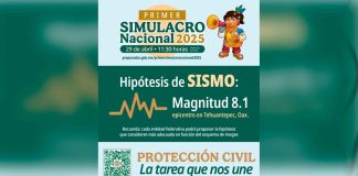 De magnitud 8.1 y epicentro en el Golfo de Tehuantepec, así será el 1er Simulacro Nacional 2025