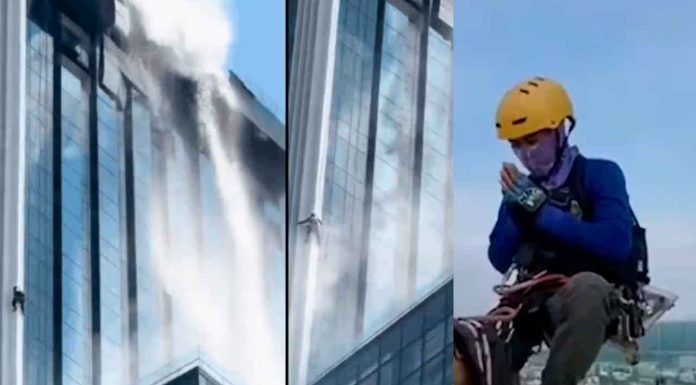 #Video | Un trabajador es salvado por su compañero durante el terremoto en Tailandia; el momento quedó grabado en video
