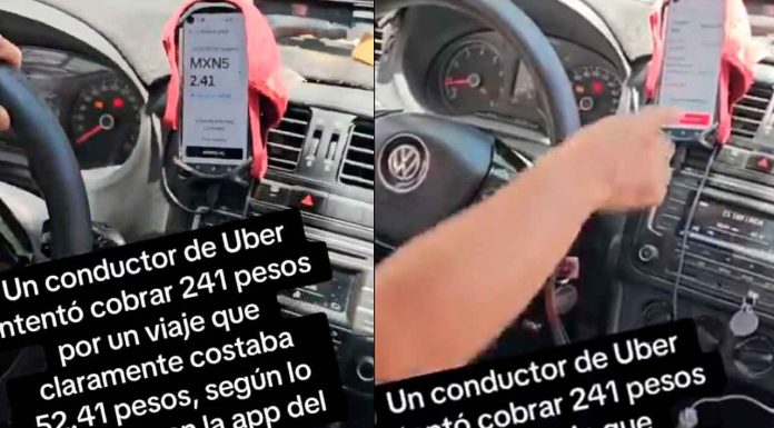#VIDEO | #EnMéxico: Conductor de Uber quería cobrar 241 pesos por un viaje de $52.41