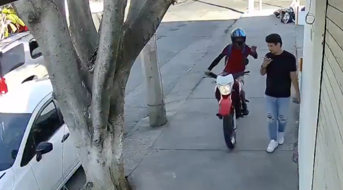 #VIDEO | #EnMéxico: Sujeto en motocicleta roba celular a joven que caminaba por la banqueta