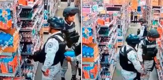 #Video | En redes circula video de presuntos elementos de la GN llevándose mercancía de una tienda
