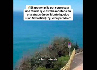 #VIDEO | ¡De terror! Apagón en España deja a una familia atrapada en la cima de una montaña rusa