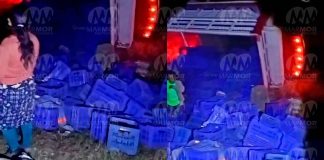 #VIDEO | Vuelca camioneta limonera en Cenobio Moreno; confirman 7 lesionados