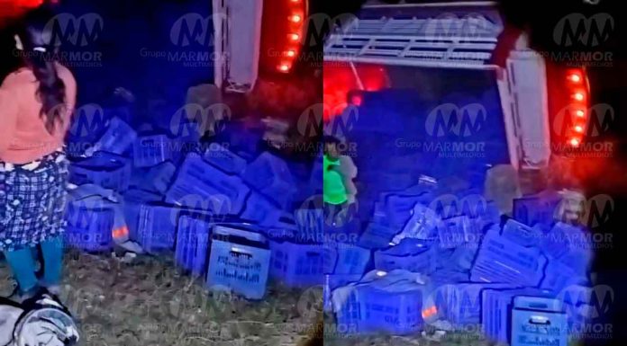 #VIDEO | Vuelca camioneta limonera en Cenobio Moreno; confirman 7 lesionados