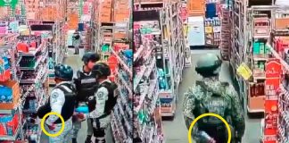 #VIDEO | Elementos del Ejército y Guardia Nacional son captados robando en una tienda comercial en #México
