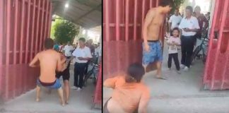 #VIDEO | Hombre agrede a femina a las afueras de una escuela, nadie interviene #México