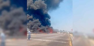 #Video | Vuelca pipa cargada con turbosina y arde en llamas en la Pátzcuaro-Copándaro
