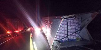 Se accidenta vehículo de carga en la pista Pátzcuaro-Cuitzeo