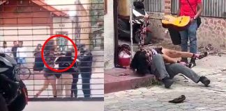 #VIDEO | Violento altercado en la vía pública termina con agresión a agente policial