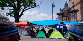 Identificados más de 10 ambulantes instalados en el plantón de Poder Base en el centro de Morelia
